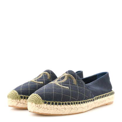 Chanel Fabric Biarritz CC Espadrilles 38 Blue Green 4 of 9