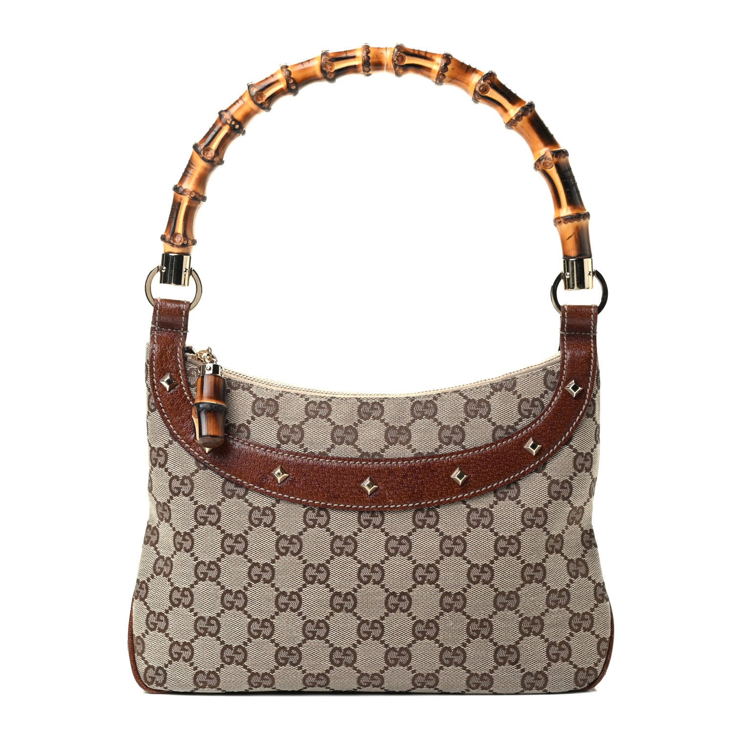 Gucci Monogram Bamboo Anita Top Handle Bag Brown 1 of 9