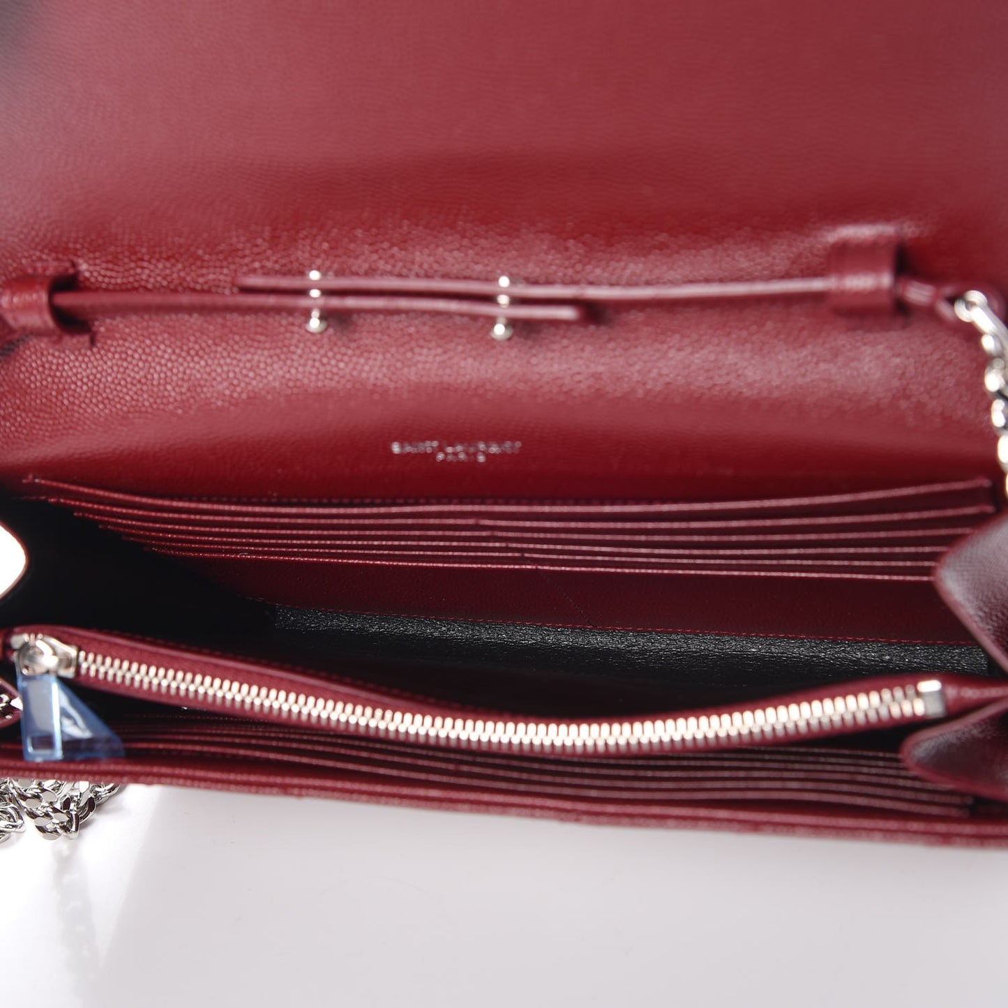 Grain De Poudre Matelasse Chevron Monogram Chain Wallet Palissandre