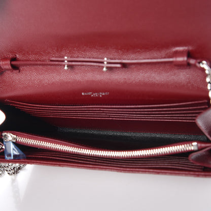 Saint Laurent Grain De Poudre Matelasse Chevron Monogram Chain Wallet Palissandre 5 of 8