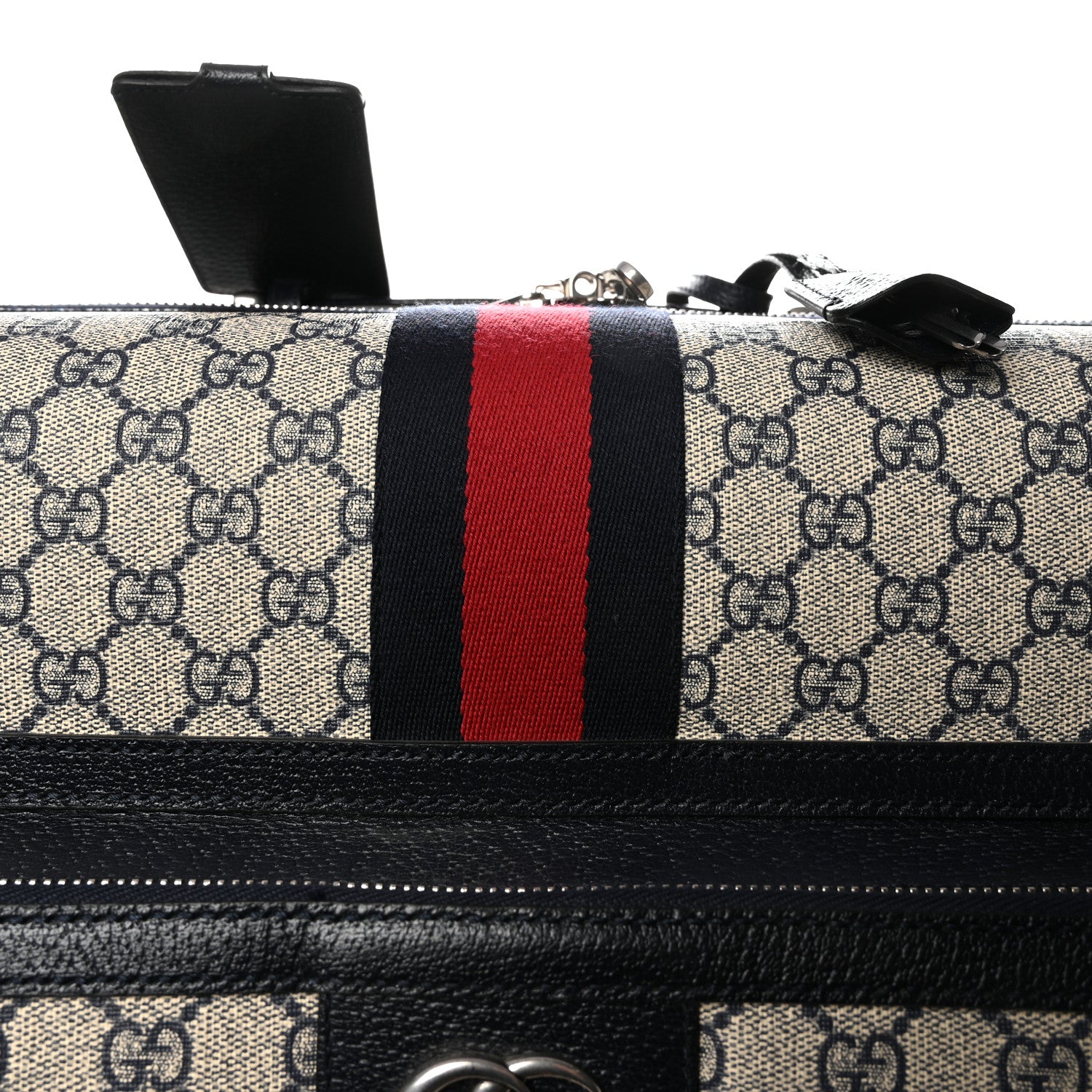 Gucci GG Supreme Monogram Web Medium Savoy Trolley Beige Blue