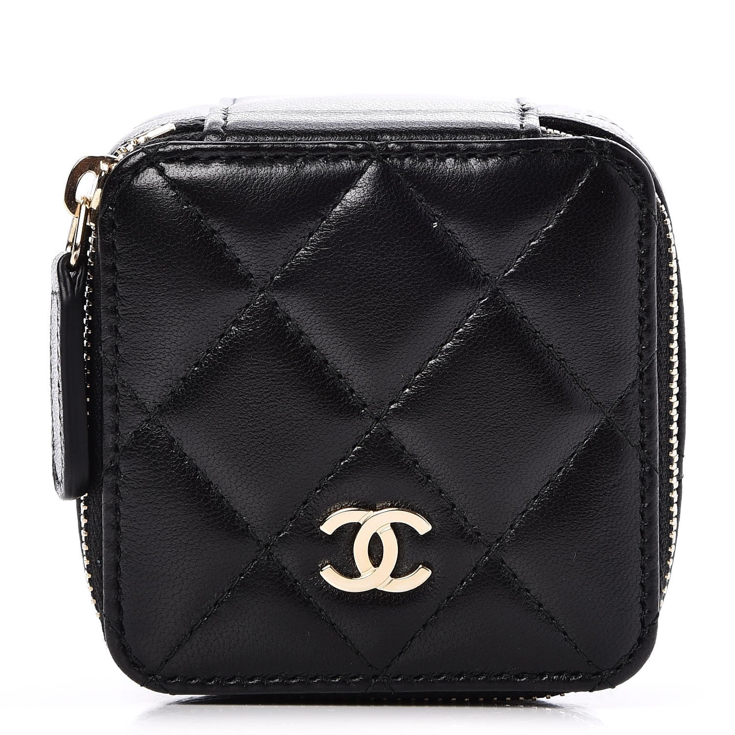 Chanel Lambskin Quilted Jewelry Travel Case Black 1 of 8