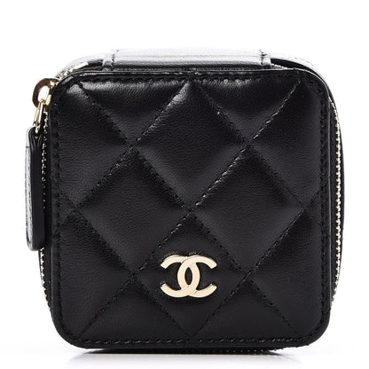 Chanel Lambskin Quilted Jewelry Travel Case Black 1 of 8