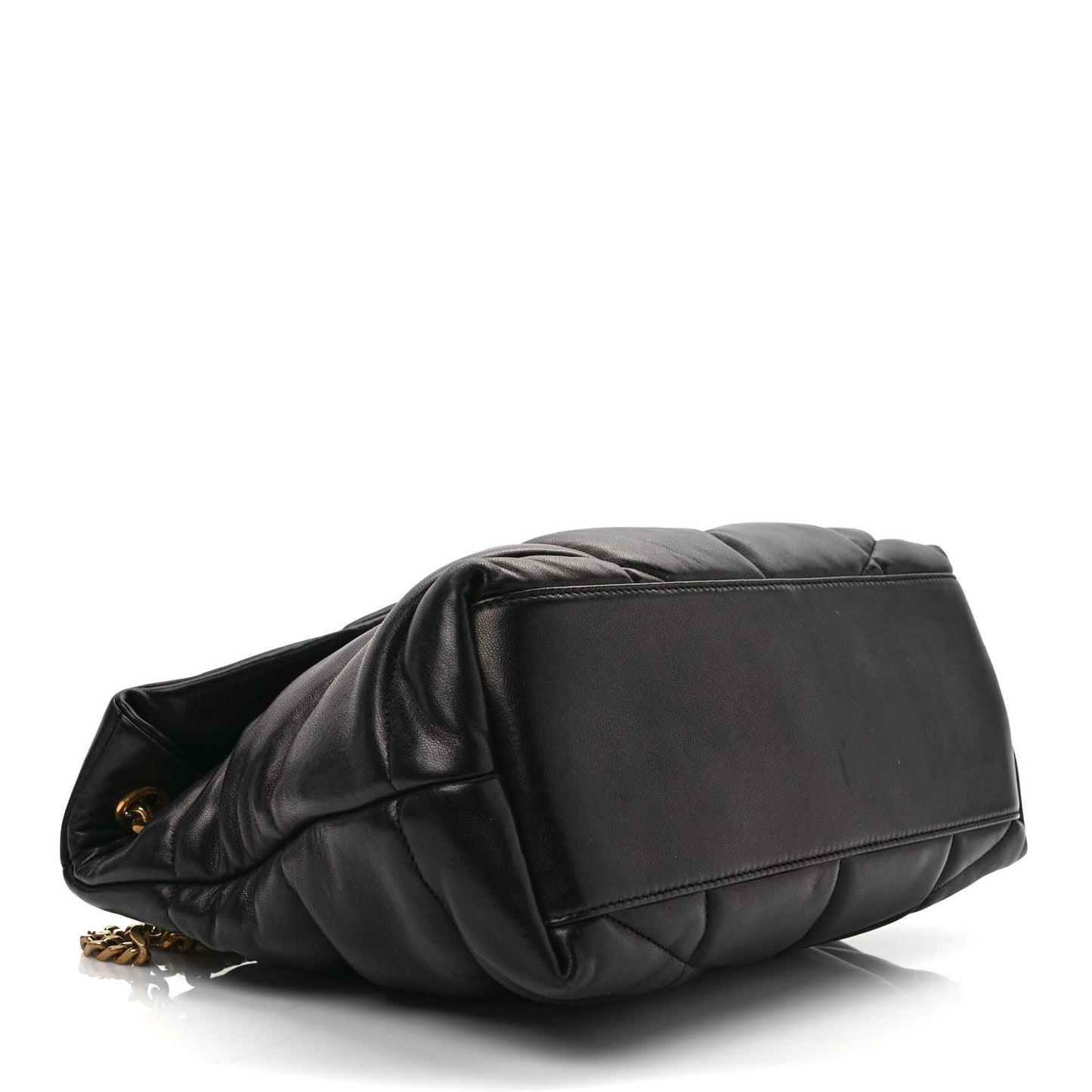 Lambskin Quilted Medium Loulou Puffer Monogram Chain Satchel Black