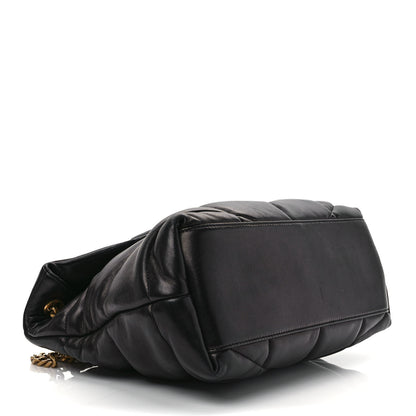 Saint Laurent Lambskin Quilted Medium Loulou Puffer Monogram Chain Satchel Black 4 of 12