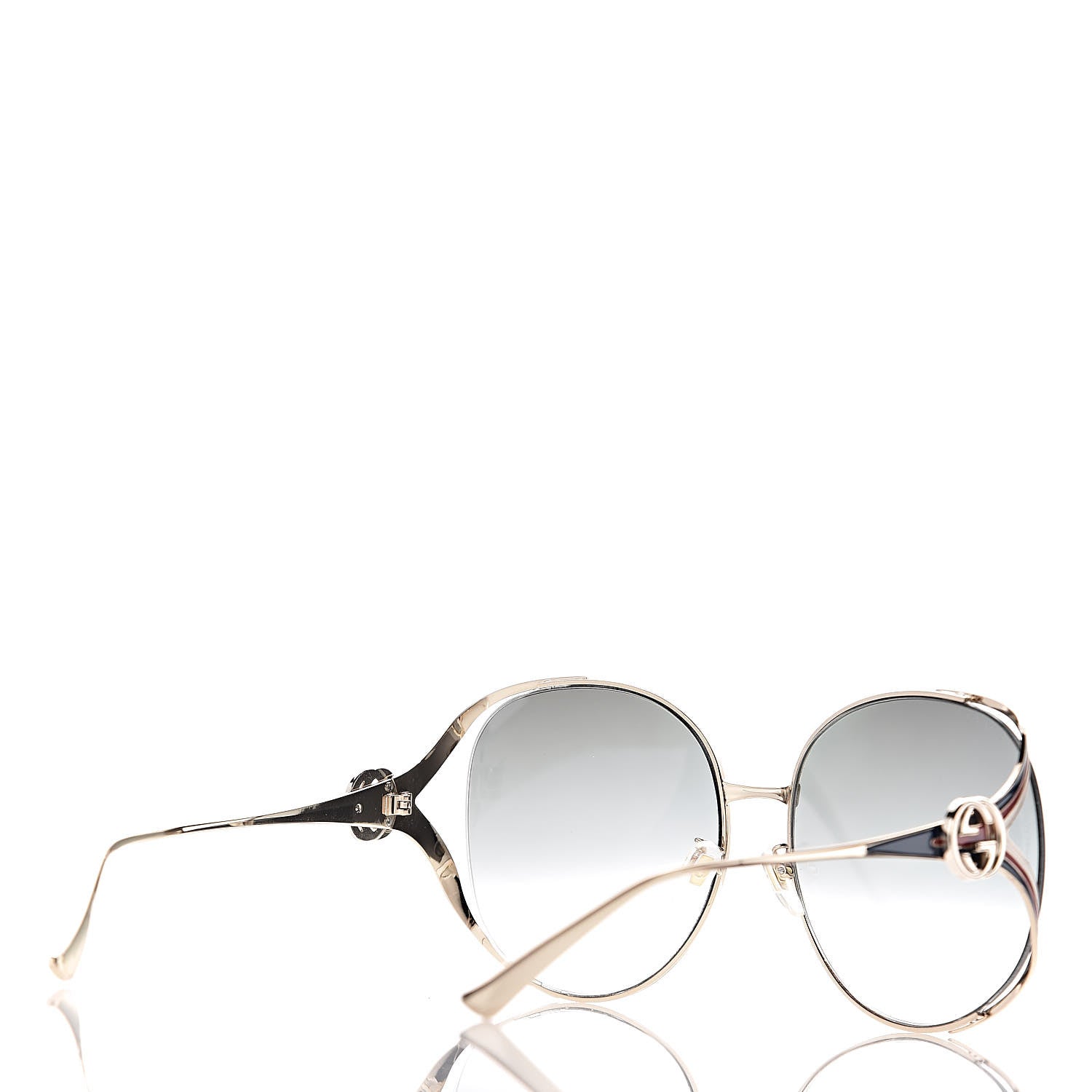 Gucci Metal Oversized Round Frame GG0225S Sunglasses Gold 4 of 8