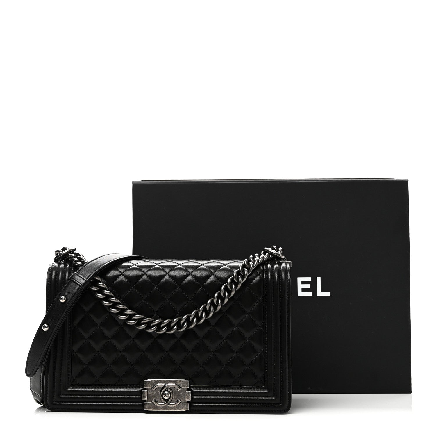 Chanel Lambskin Quilted New Medium Boy Flap Black 11 of 11