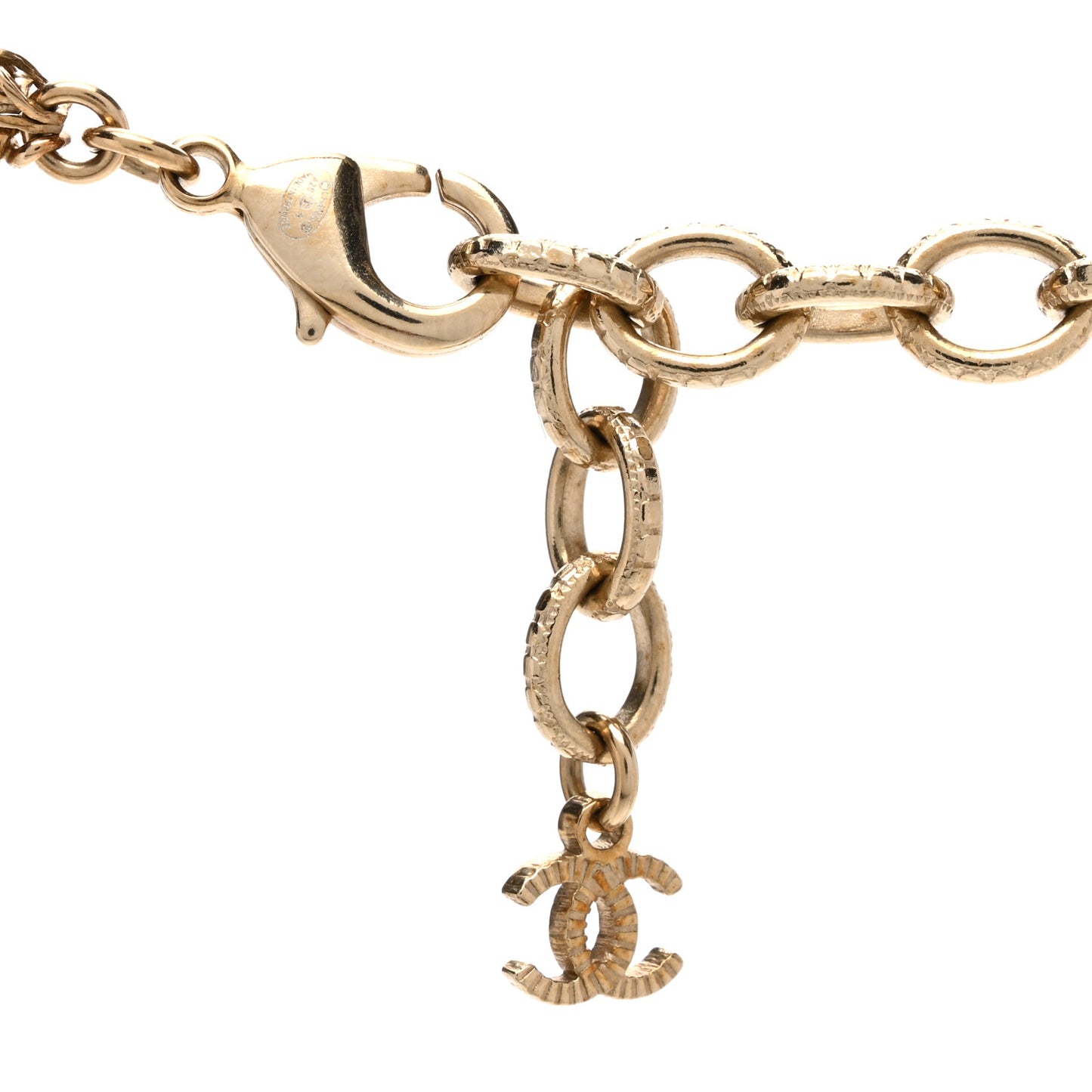 Crystal Pearl CC Necklace Gold