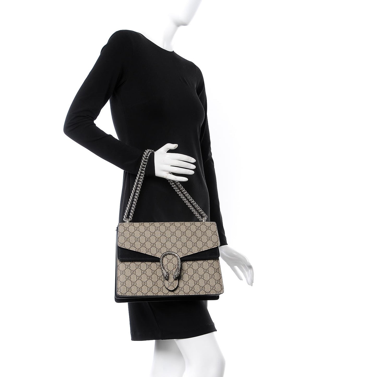 GG Supreme Monogram Medium Dionysus Shoulder Bag Black