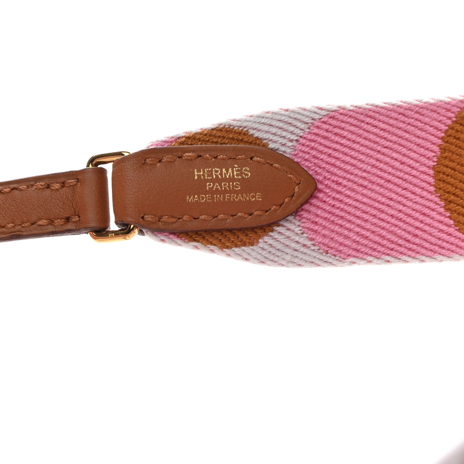 Hermes Toile Swift 25mm Sangle Flipperball To Go Shoulder Strap Bleu Brume Pink Gold 3 of 4