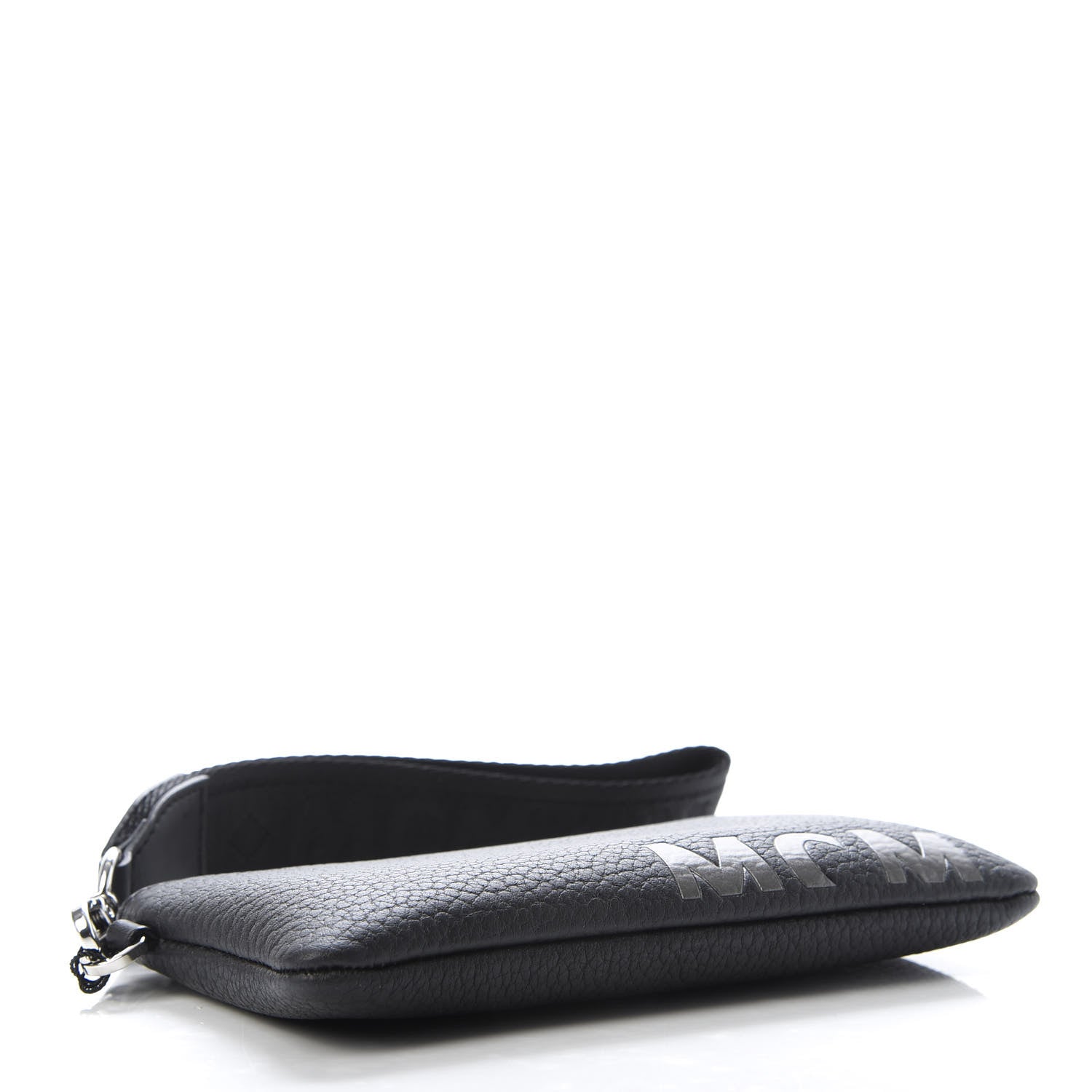 MCM Calfskin Wristlet Logo Pouch Black 4 of 8