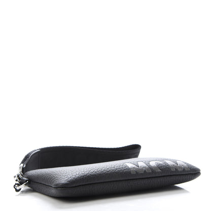 MCM Calfskin Wristlet Logo Pouch Black 4 of 8