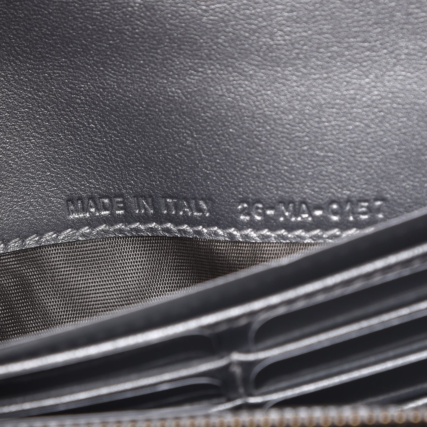 Metallic Calfskin J'Adior Croisiere Chain Wallet Silver