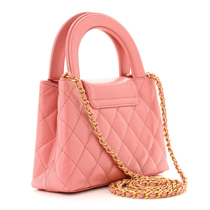 Chanel Shiny Aged Calfskin Quilted Nano Kelly Shopper Coral Pink 3 of 10