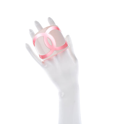 Chanel Resin CC Wide Cuff White Pink 2 of 4