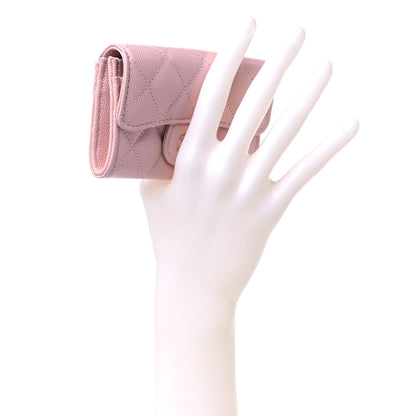 Chanel Caviar Quilted Flap Card Holder Wallet Light Pink 2 of 9