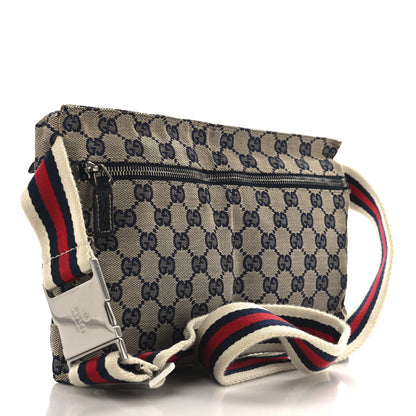 Gucci GG Monogram Web Double Pocket Belt Bag Navy 3 of 12