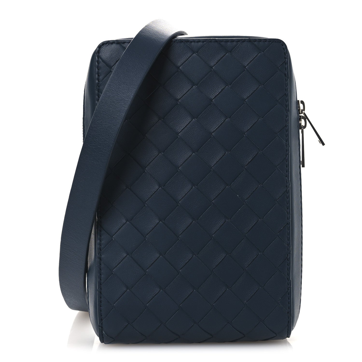 Bottega Veneta Nappa Intrecciato Vertical Shoulder Bag Blue 1 of 9