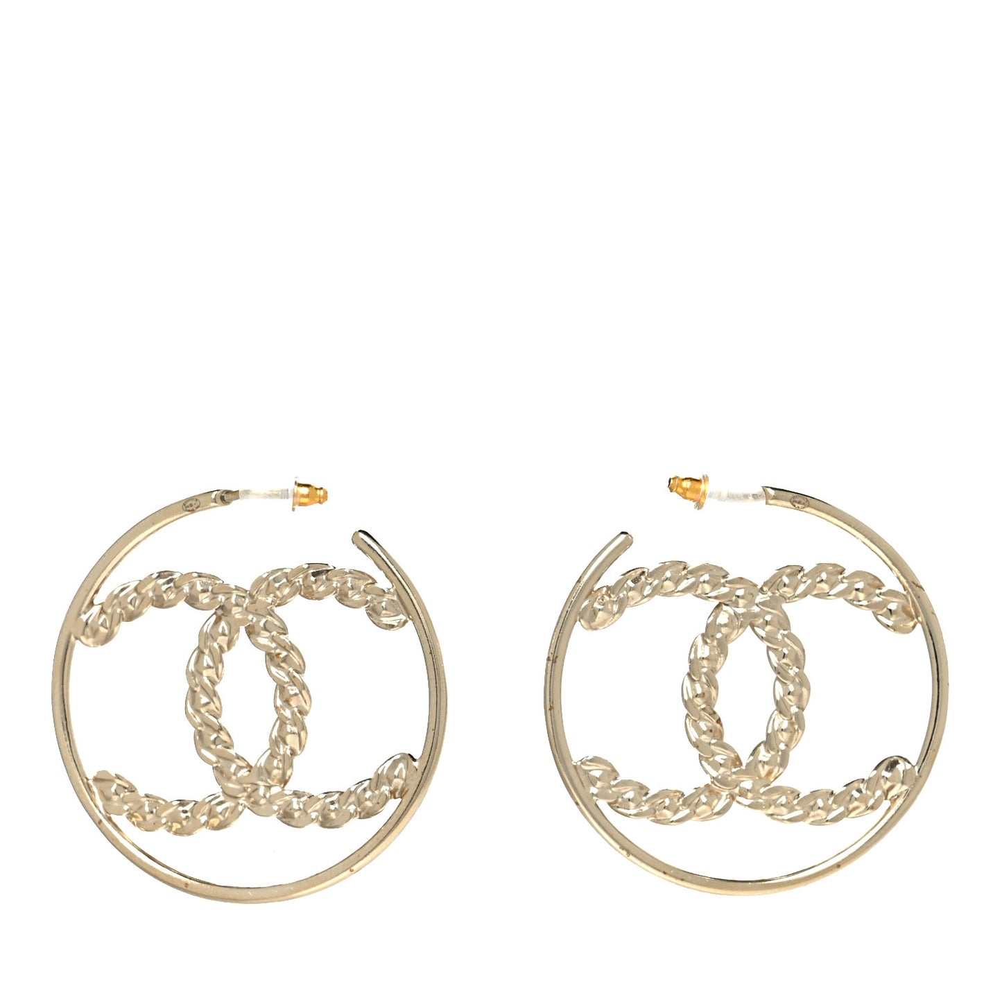 Crystal High Society CC Hoop Earrings Gold