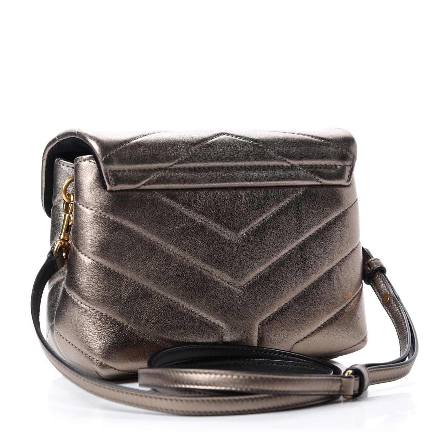 Metallic Calfskin Y Quilted Monogram Toy Loulou Crossbody Bag Piombo