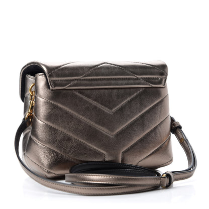 Saint Laurent Metallic Calfskin Y Quilted Monogram Toy Loulou Crossbody Bag Piombo 3 of 13