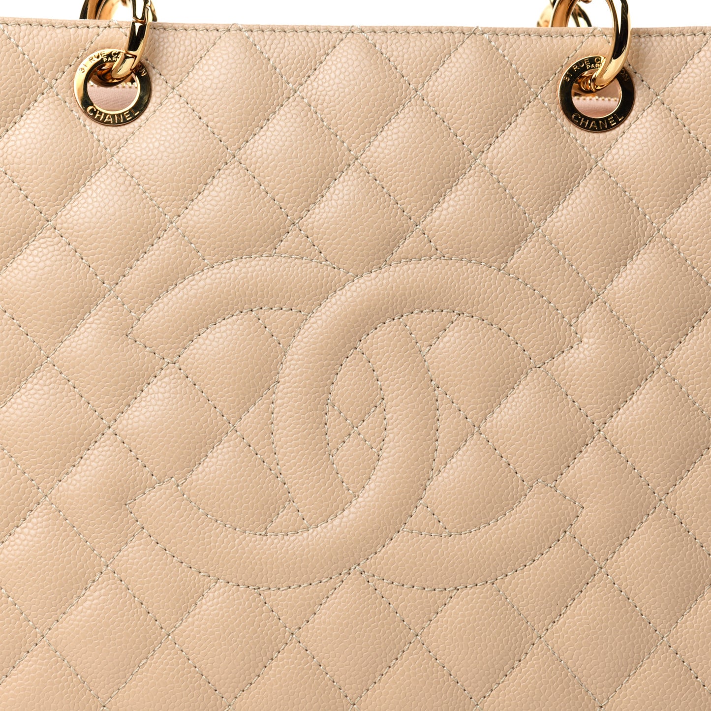 Caviar Quilted Grand Shopping Tote GST Beige