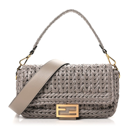 Fendi Paglia Vitello Grace FF Woven Baguette Tortora 1 of 9