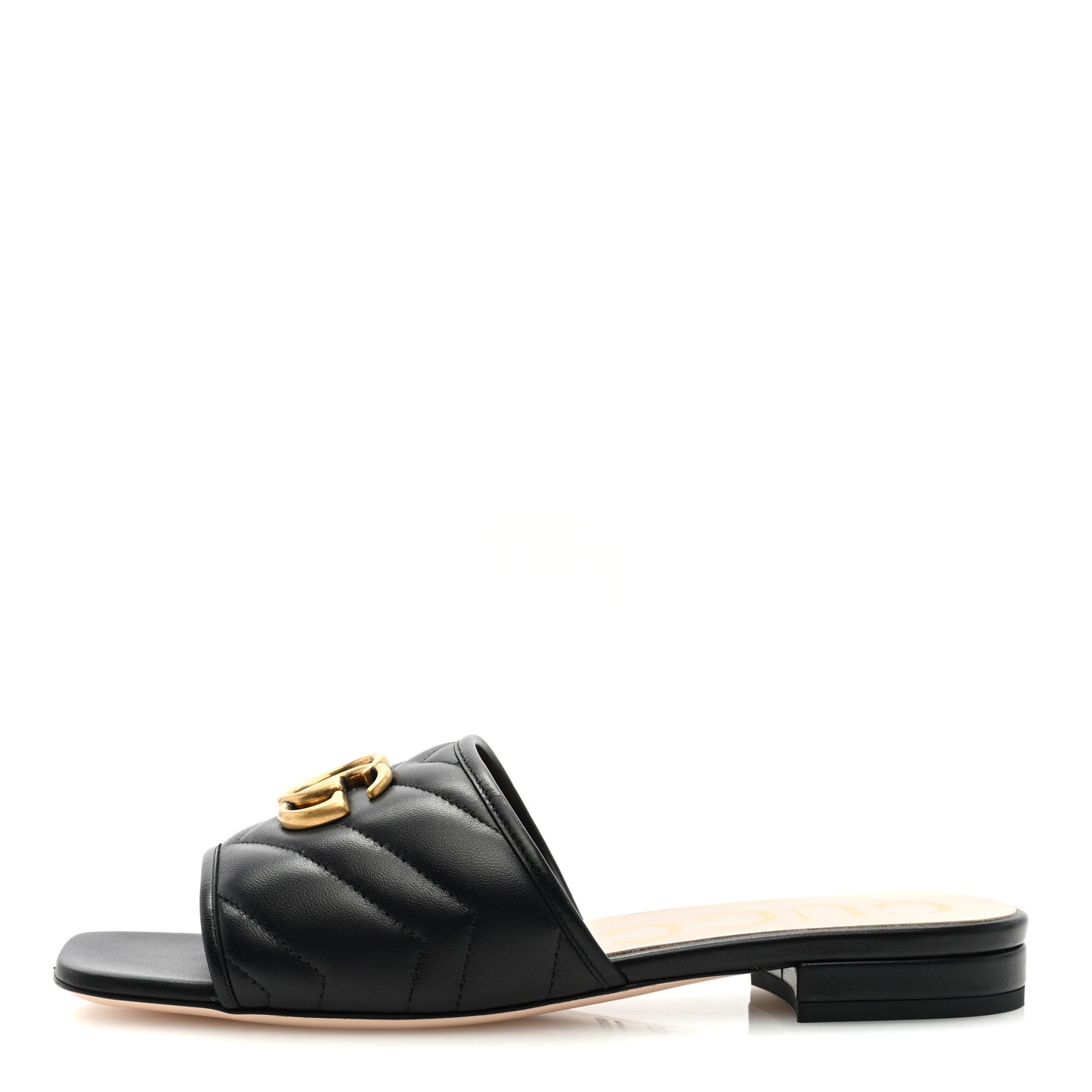 Nappa Matelasse GG Marmont Flat Slide Sandals 37.5 Black