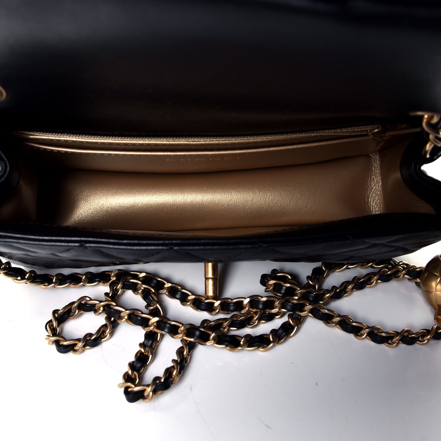 Lambskin Quilted Mini Rectangular Pearl Crush Flap Black