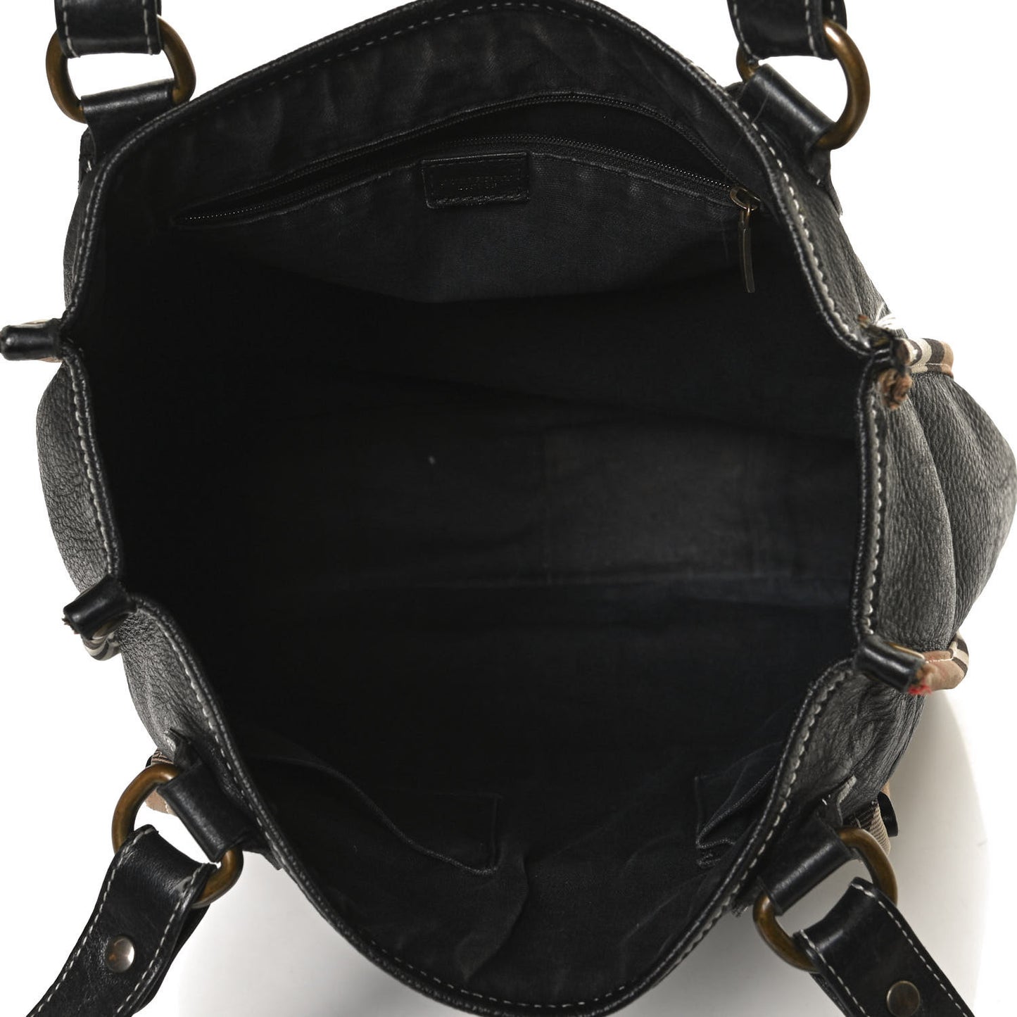 Calfskin Nova Check Trim Shoulder Bag Black
