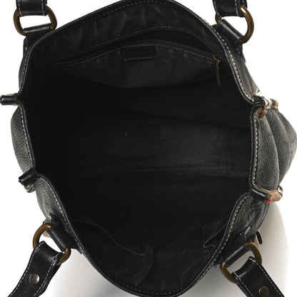 Burberry Calfskin Nova Check Trim Shoulder Bag Black 5 of 14
