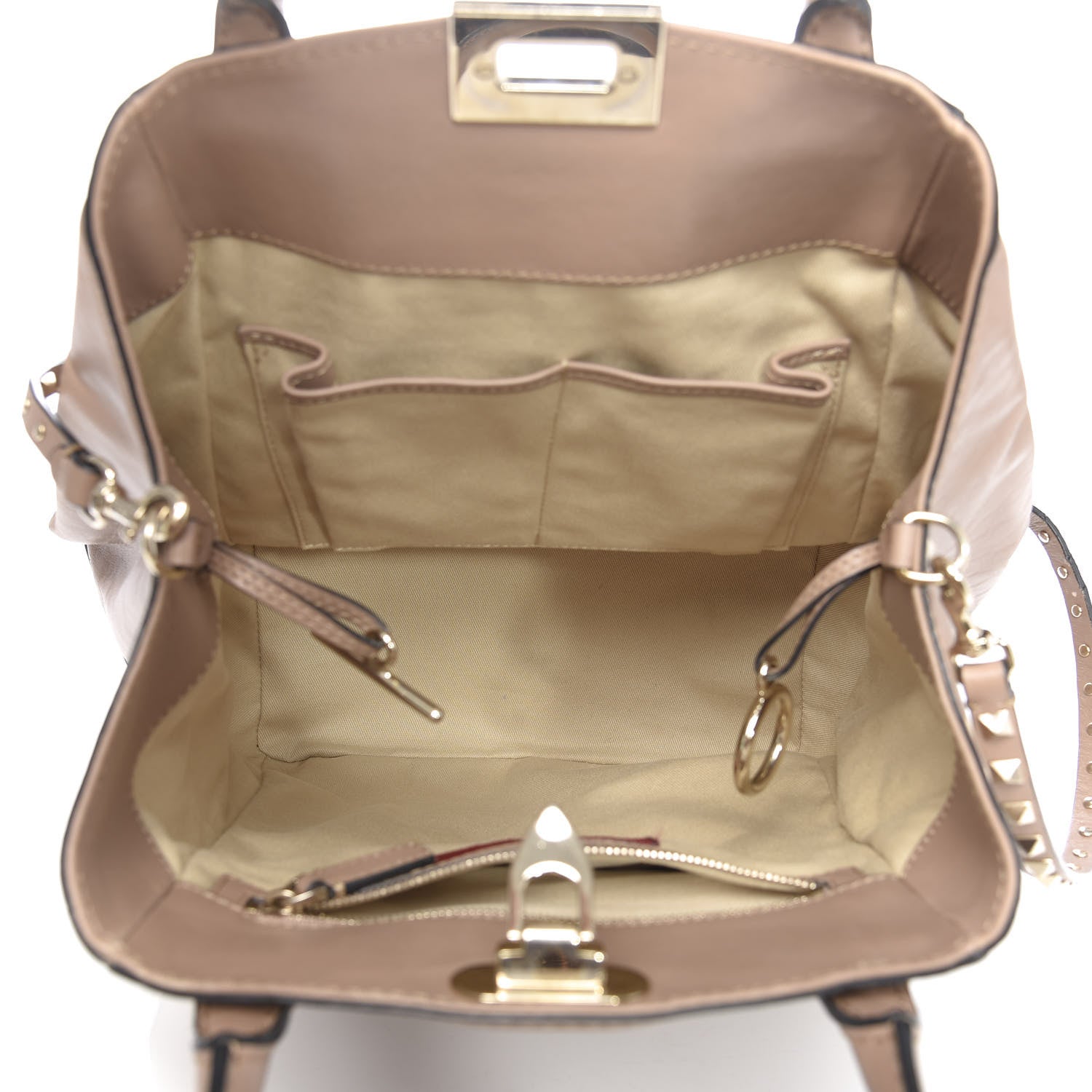 Valentino Garavani Calfskin Rockstud New Dome Bucket Tote Poudre 5 of 12