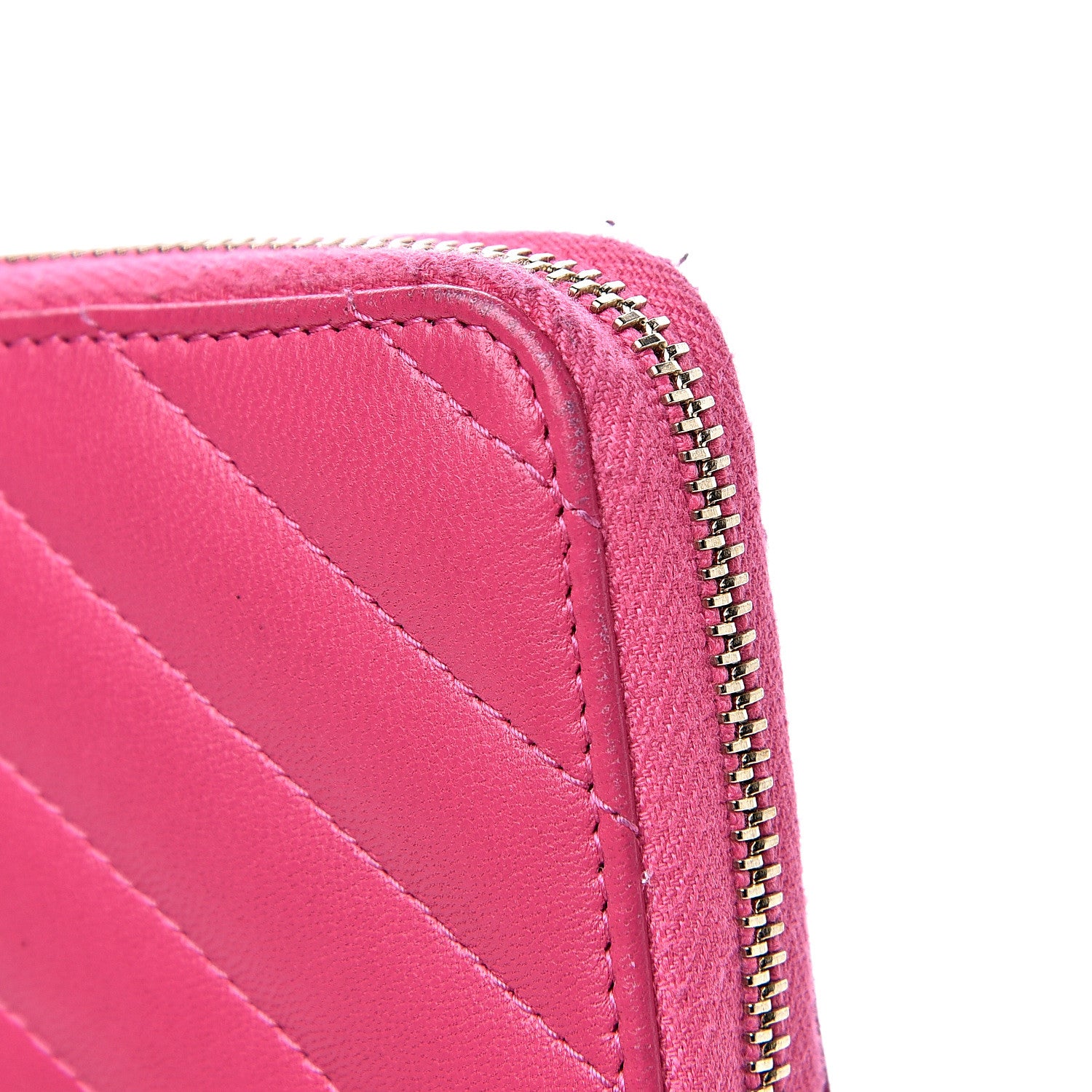 Chanel Lambskin Chevron Quilted Zip Around Coin Purse Pink 11 of 14