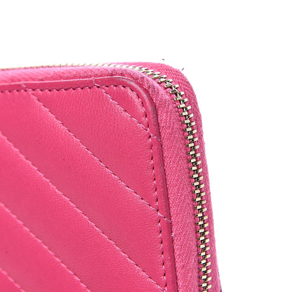 Chanel Lambskin Chevron Quilted Zip Around Coin Purse Pink 11 of 14