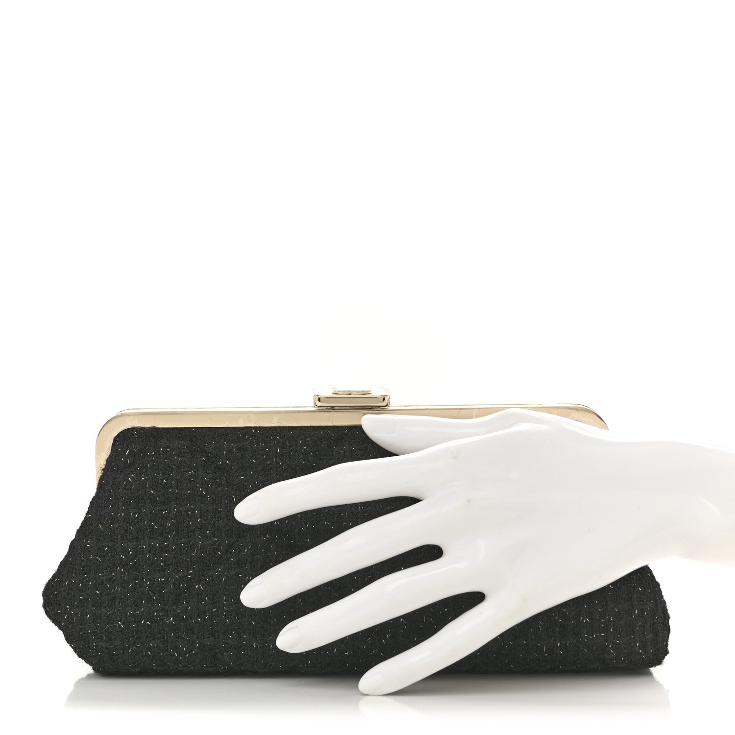 Chanel Tweed Quilted Kiss Lock Clutch Black 1796912 – FASHIONPHILE