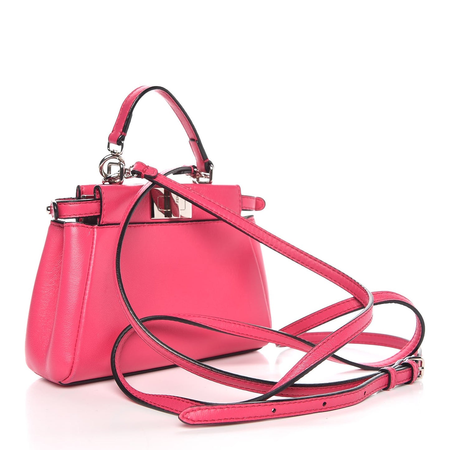 Shiny Nappa Micro Peekaboo Iconic Satchel Fuxia