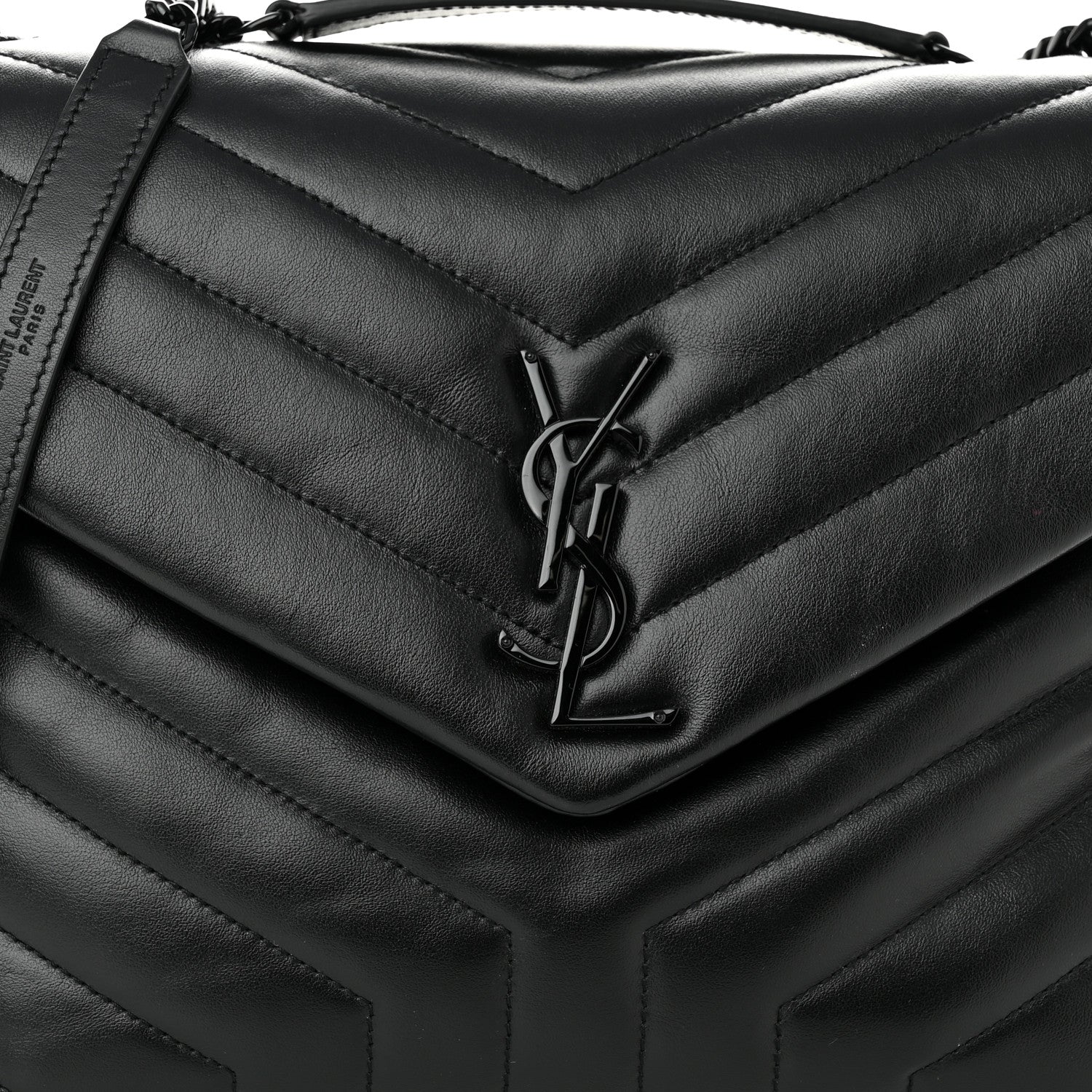 Saint Laurent Calfskin Y Quilted Monogram Monochrome Medium Loulou Chain Satchel Black 9 of 11