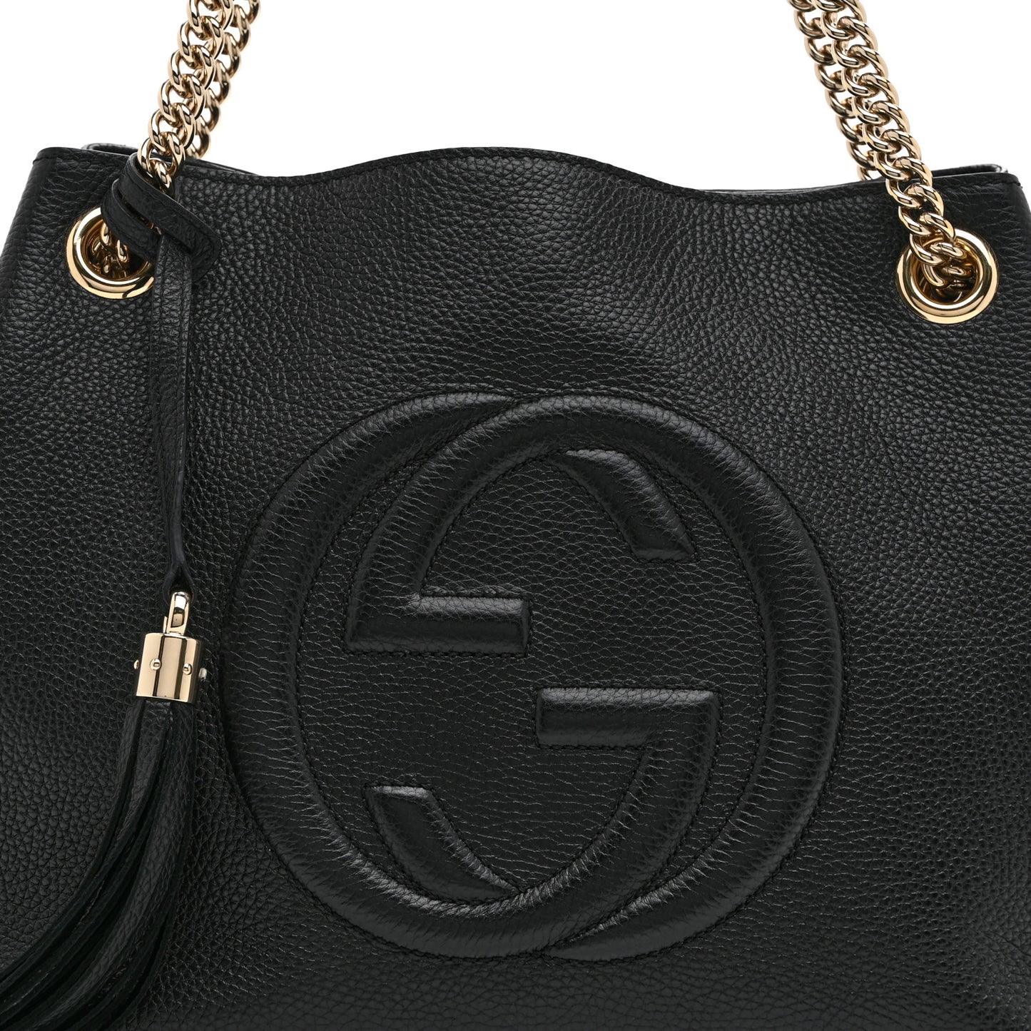 Pebbled Calfskin Medium Soho Chain Shoulder Bag Black