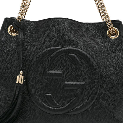 Gucci Pebbled Calfskin Medium Soho Chain Shoulder Bag Black 9 of 11