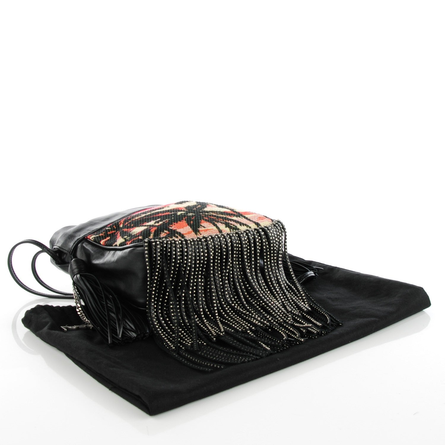 Saint Laurent Jacquard Leather Small Fringed Sunset Helena Bucket Bag 4 of 7
