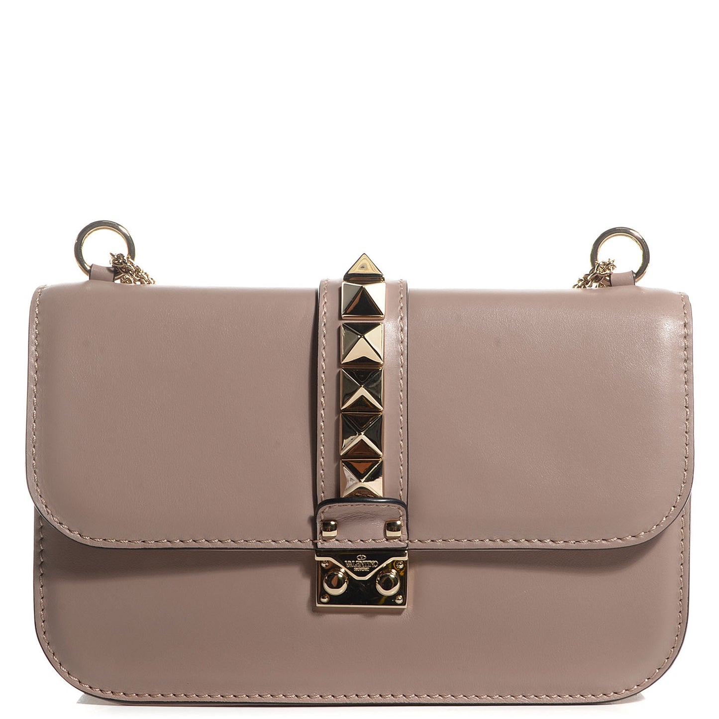 Vitello Medium Glam Lock Rockstud Flap Poudre