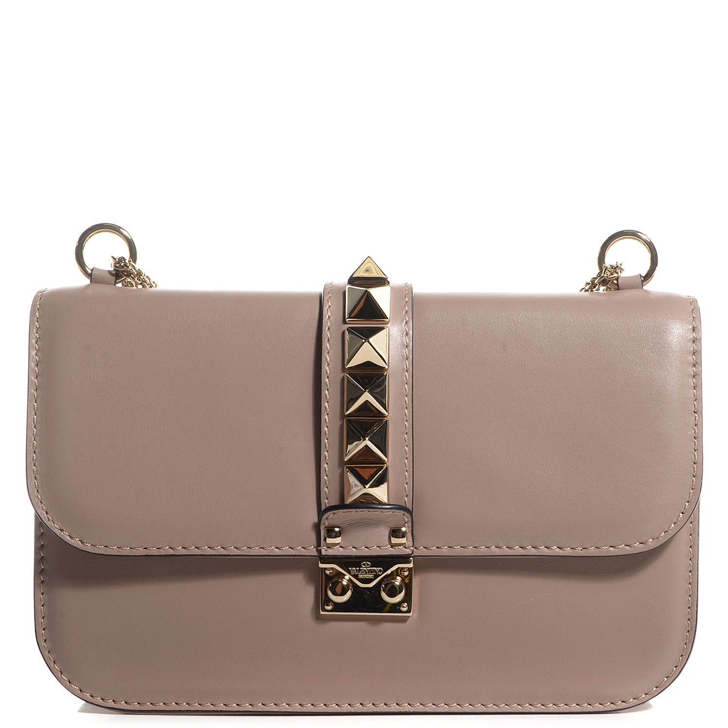 Valentino Garavani Vitello Medium Glam Lock Rockstud Flap Poudre 1 of 7