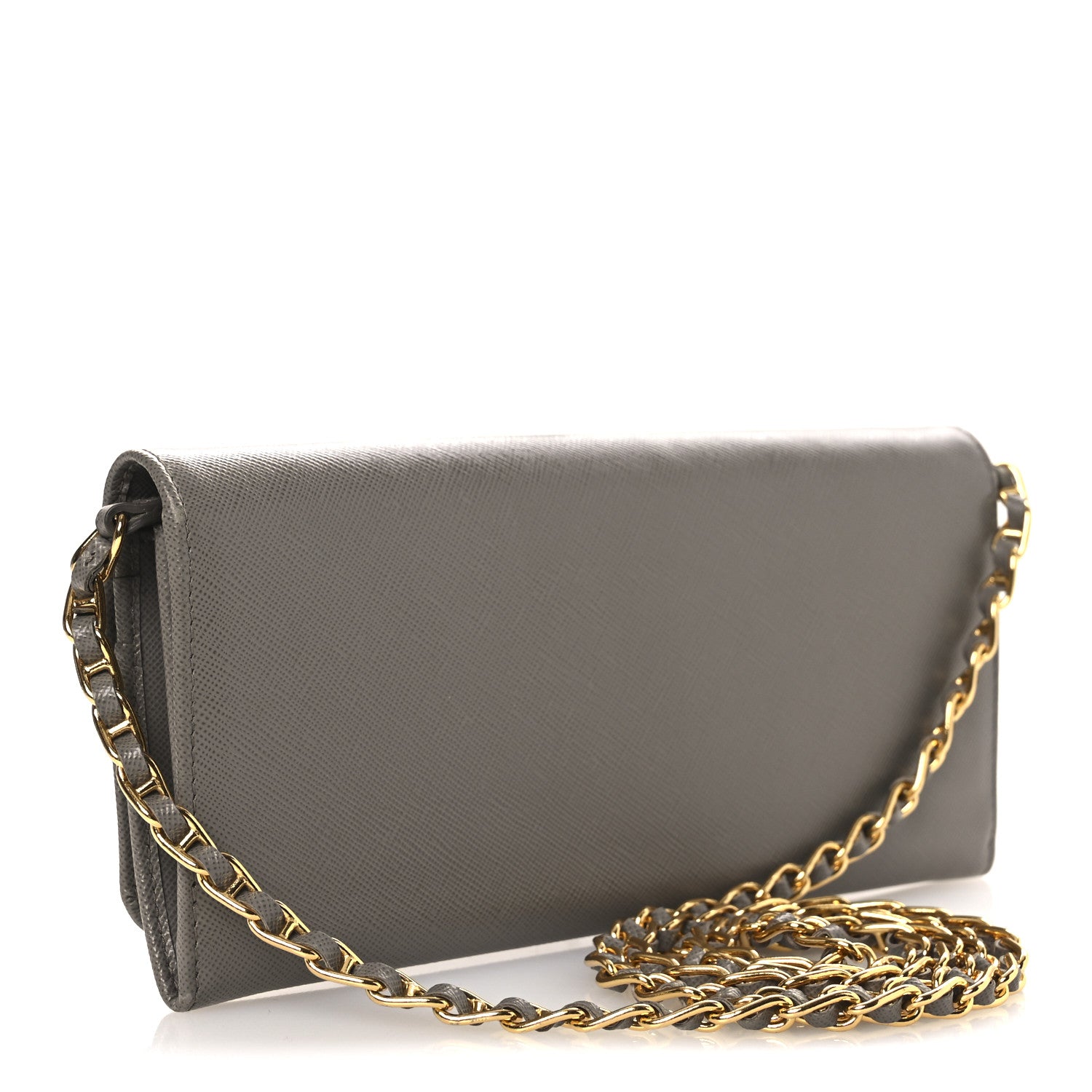 Prada Saffiano Metal Oro Chain Wallet Argilla 3 of 11
