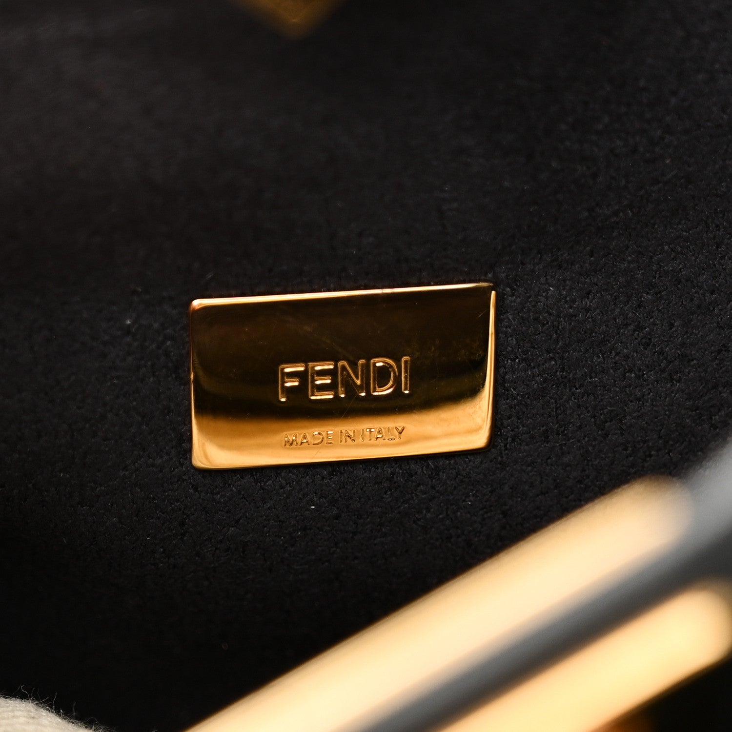 Fendi Shearling Shiny Nappa Micro Peekaboo Iconic Satchel Black 6 of 9