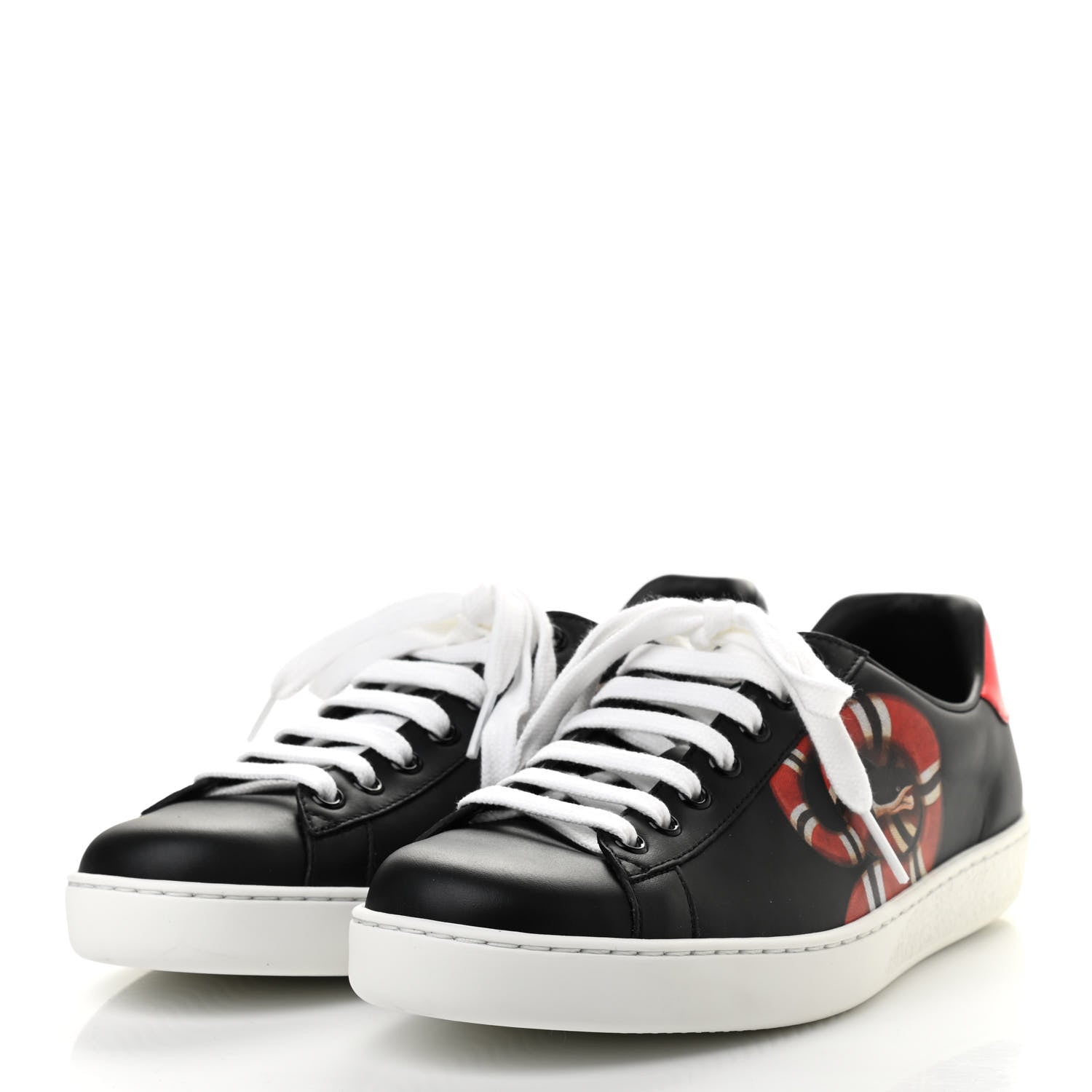 Gucci Calfskin Kingsnake Mens Ace Sneakers 6 Black Multicolor 3 of 7