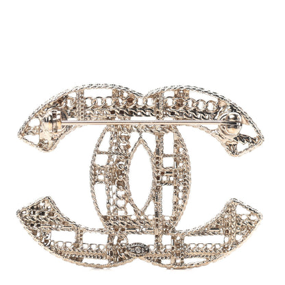 Chanel Chain CC Brooch Pin Light Gold 2 of 3