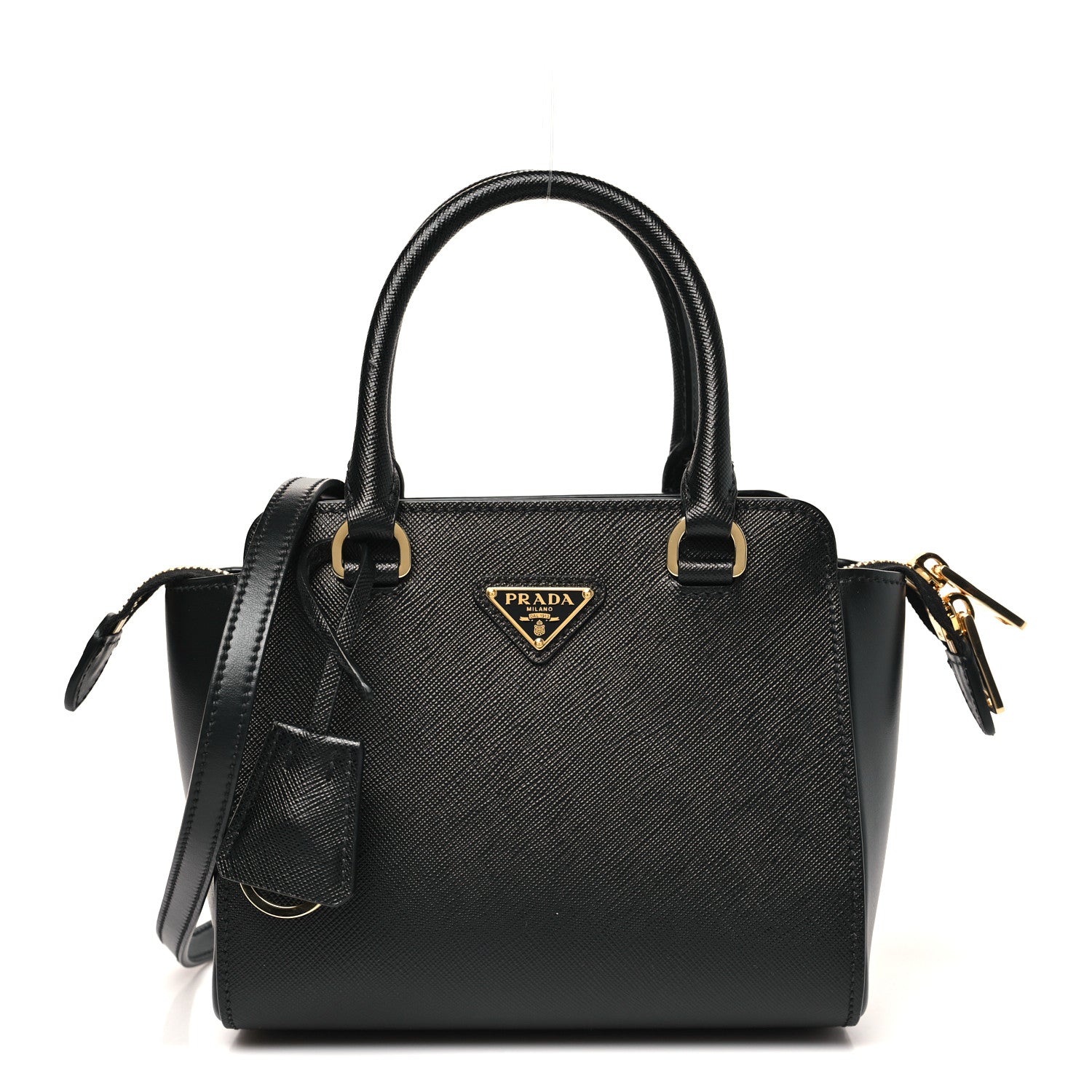 Prada Saffiano Soft Calfskin Mini Zippered Tote Black 1 of 9