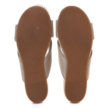 Christian Dior Canvas Embroidered Granville Espadrille Crisscross Flat Slide Sandals 38 Cream 5 of 8