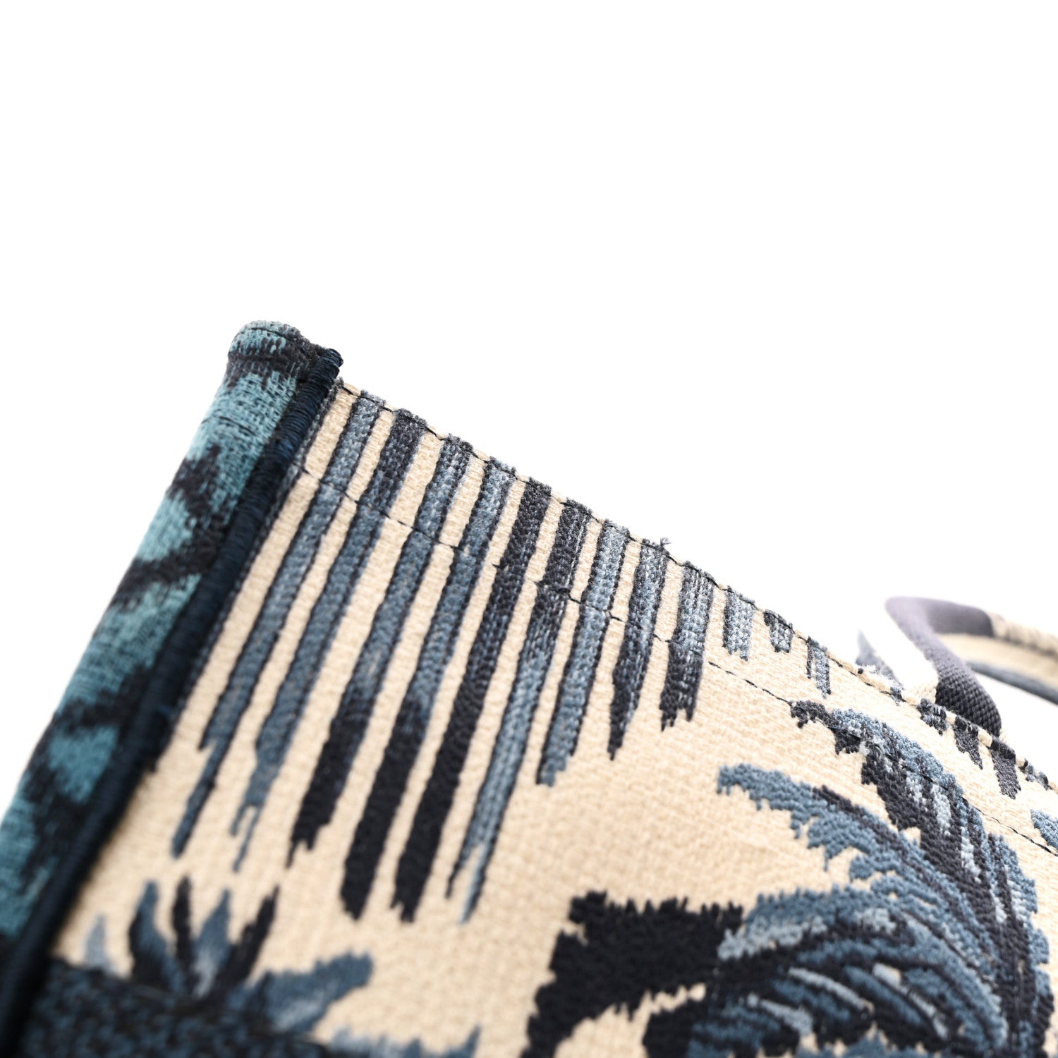 Christian Dior Canvas Embroidered Large Palm Tree Toile De Jouy Book Tote Blue Multicolor 11 of 11