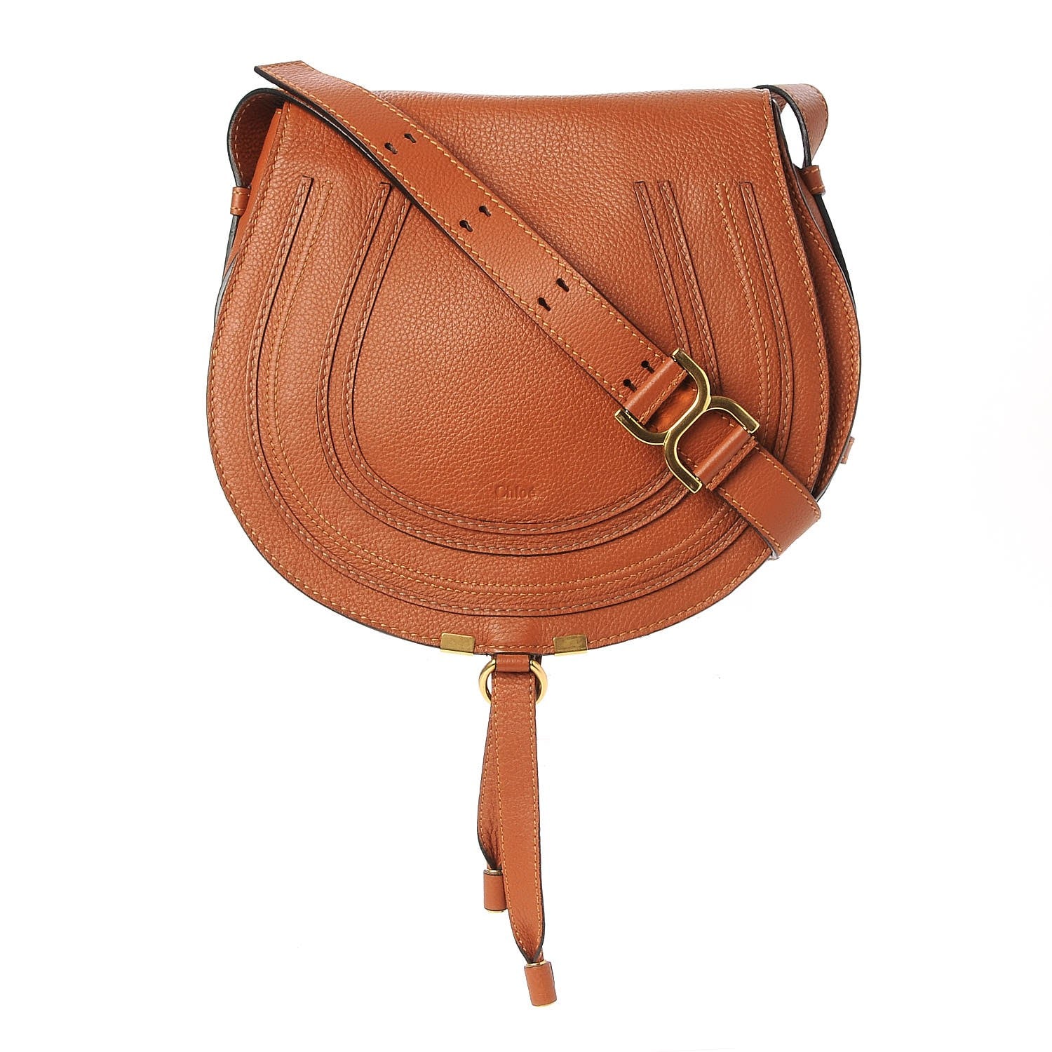 Chloe Calfskin Medium Marcie Round Crossbody Bag Tan 1 of 8